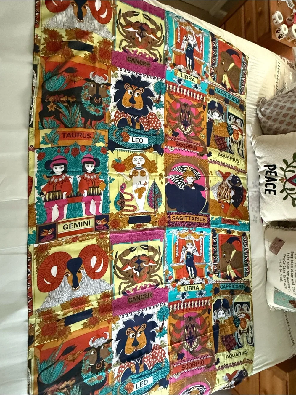 Raj Multicolor Zodiac Patchwork Tapestry